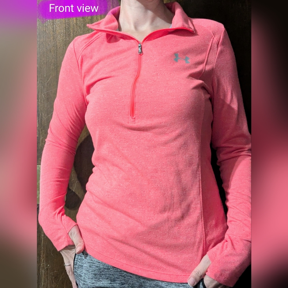Size Sm Under Armour EUC Vibrant Peachy 1/2 Front zip long sleeve pullover - Picture 10 of 14